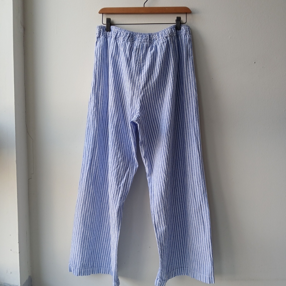 beachlunchlounge Blue and White Striped Wide Leg Pants - Picture 3 of 6